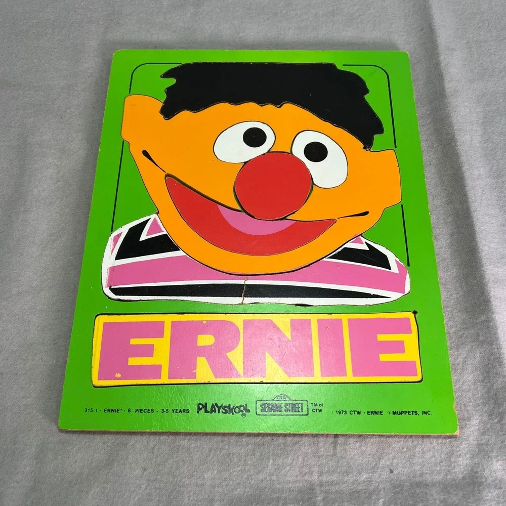 Playskool Sesame Street Wood Inlay Puzzles Vintage Retro Ernie Oscar Big Bird